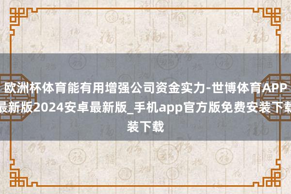 欧洲杯体育能有用增强公司资金实力-世博体育APP最新版2024安卓最新版_手机app官方版免费安装下载